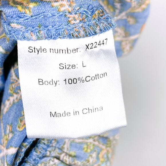 Xirena Gabrielle Dress Blue Floral Midi Tiered Back Cutout V-Neck Sz L - Picture 9 of 10